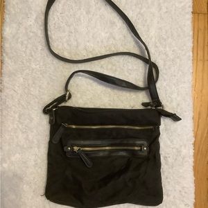 Black purse with long handles